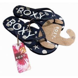 Roxy Tahiti Vista Flip Flops Navy Nautical